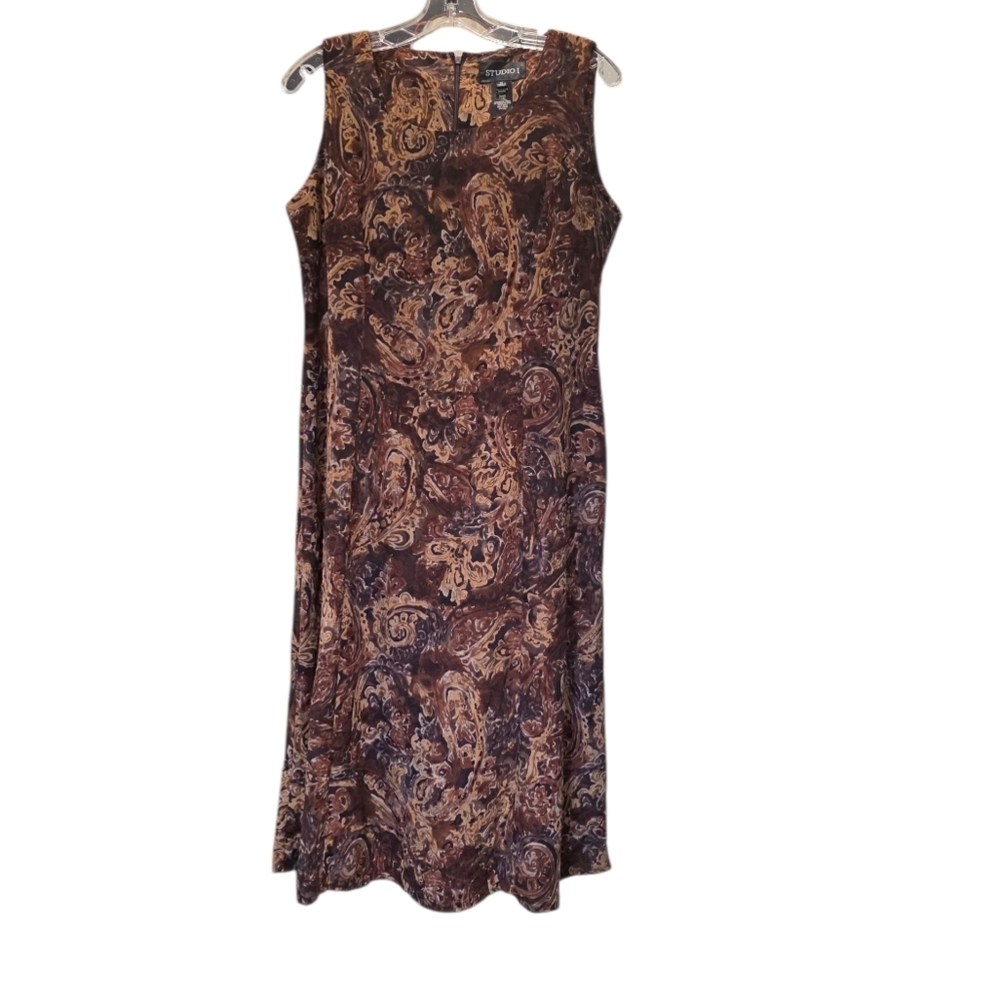 Studio I Brown Paisley Midi Dress
